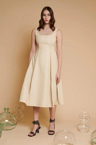 Moira PU Sleeveless Dress | Swan Cream