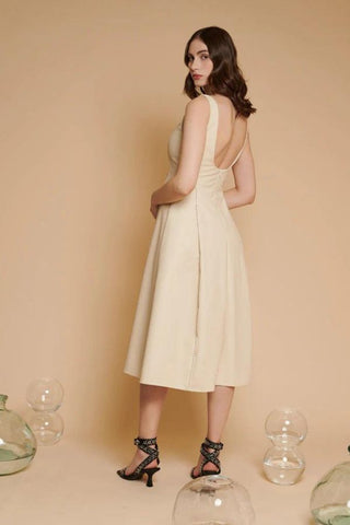 Moira PU Sleeveless Dress | Swan Cream