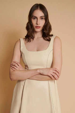 Moira PU Sleeveless Dress | Swan Cream
