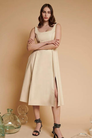 Moira PU Sleeveless Dress | Swan Cream