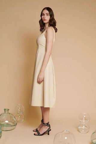 Moira PU Sleeveless Dress | Swan Cream