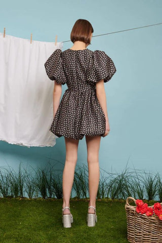 Picotee Jacquard Mini Dress | Black/Baby Pink