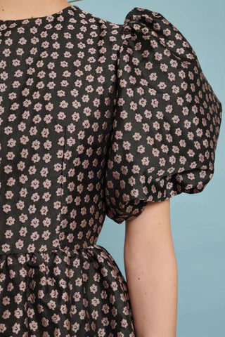 Picotee Jacquard Mini Dress | Black/Baby Pink