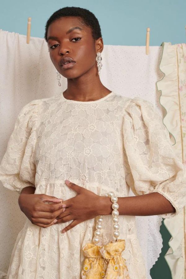Wind Chime Lace Midi Dress Cream LoversLand