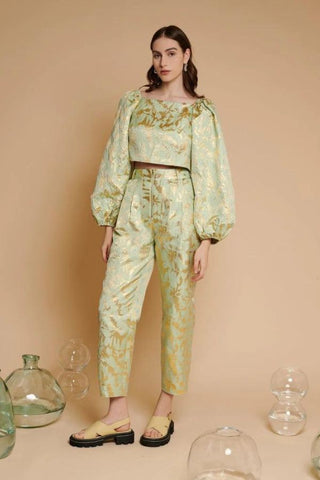 Elin Jacquard Trousers | Pistachio Green