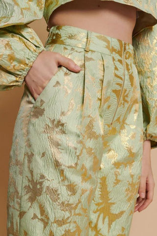 Elin Jacquard Trousers | Pistachio Green