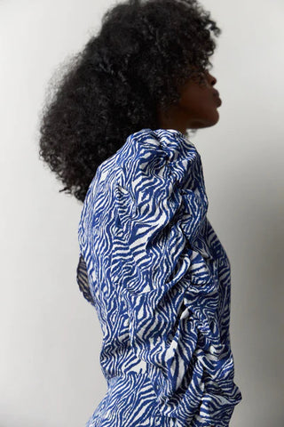 Lady Lou Dress | Creme/Blue