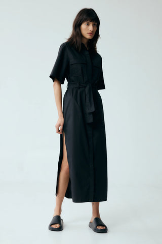 Roam Maxi Shirt Dress | Black