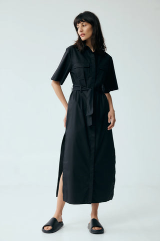 Roam Maxi Shirt Dress | Black