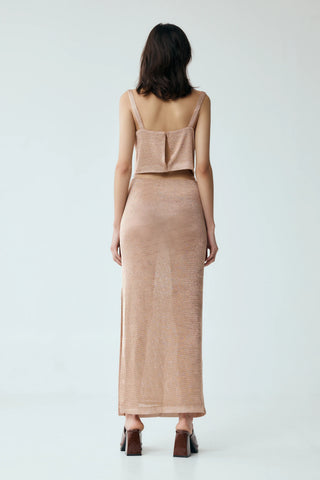 Heavy Metal Knit Crop Top | Rose Gold