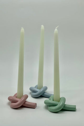 Knot Concrete Candle Holder - Green