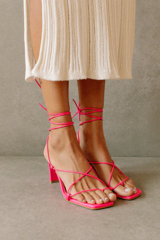 Bellini Pink Lace Up Sandals | Neon Magenta