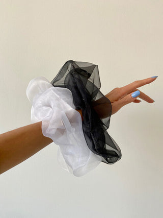 Oversized Organza Scrunchie | White