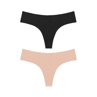 The most comfortable thong you could ever imagine! Made from a lightweight and super soft fabric, without any stitching or seams - this thong is invisible Sold as a pair, one black and one nude. 