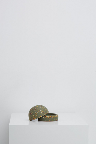The Keepsake Box is a gorgeous gift. Used to keep findings and trinkets.The box is finished with a cork bottom. Irregularities in colour and pattern of each finished product are evidence of the careful hand-made process.  The pot you purchase will look similar to but will not be identical to the one photographed.