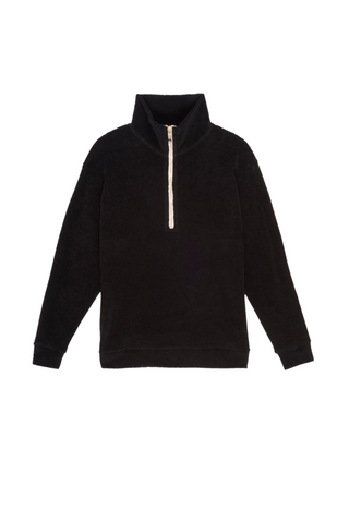 Loungewear elevated. Designed by Donni, this polar fleece 1/2 zip pullover features a stunning freshwater pearl zipper. These days, another comfortable sweater is always welcome to our collection of lounge or WFH options. 
