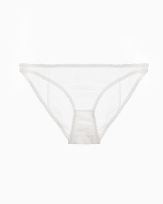 Wear your bridal whites all the way into the night. One of our most comfortable briefs in flexible stretch mesh, a flattering and versatile shape. Provides medium coverage, lower in the waist. Made by Lonely Hearts Lingerie. 