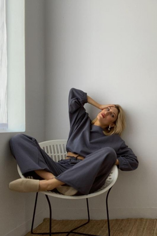 Easy-breezy. The fit of this new sweatpant silhouette is high-rise with a relaxed fit and straight, semi-wide leg. Made in 100% cotton french terry, The Breeze Sweatpant will have you feeling confident + cozy whether you’re running to your next Zoom meeting or running for brunch. Our fave feature – the raw, rolled hem can be easily shortened to customize to your perfect length. Designed by Soft Focus. Also available in Ivory + Sea Breeze.