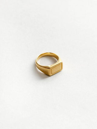 A 14k gold classic ring designed by Wolf Circus. The Parker ring features a rectangular designed face for the minimalist who enjoys a bit of flair. Pair with more rings from Wolf Circus to capture that layered look. The Parker Ring is the perfect statement ring to keep your look stacked.